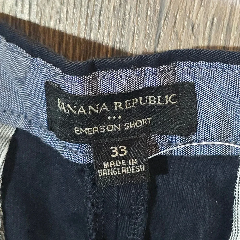 Banana Republic Emerson Short Chino Shorts 33 Navy Blue Mens 9 Inch Inseam